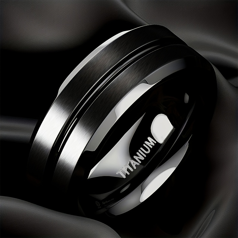 PANASH Men's 8mm Titanium Ring Matte Business Style for Wedding Engagement